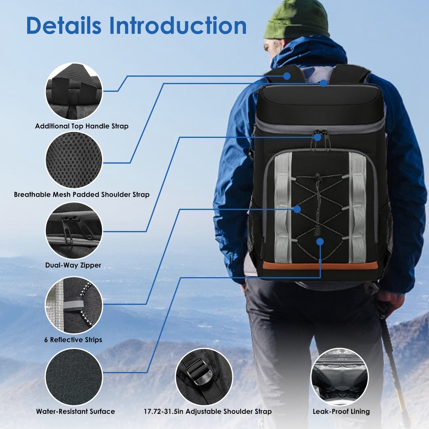Grey/Black Cooler Backpack 25L 6.6Gal