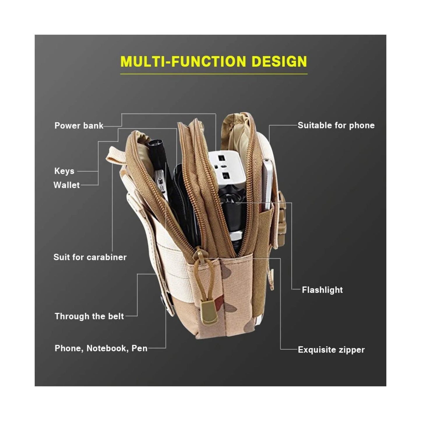 Tactical MOLLE Military Waist Pouch for Hiking, Running, and Outdoor Activities