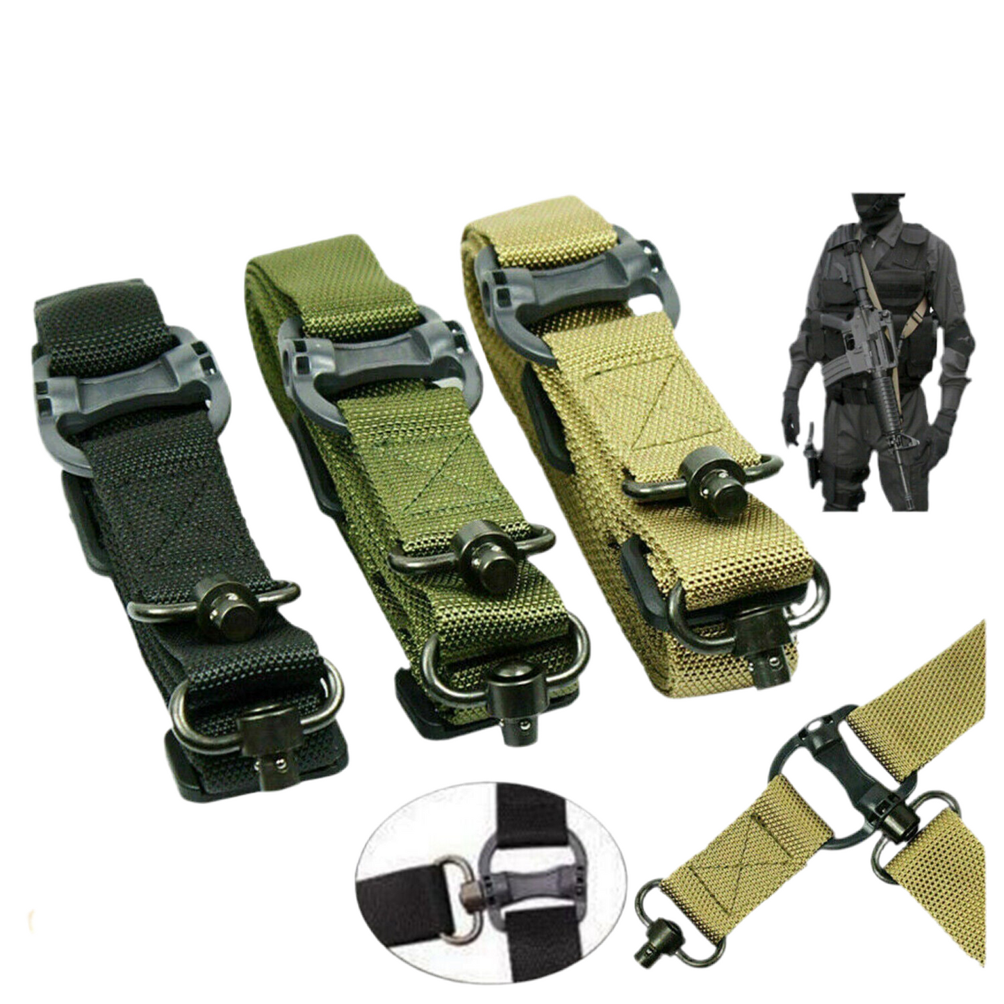 Retro Tactical Adjust Quick Detach QD 1 2 Point Multi Mission 1.2" Rifle Sling
