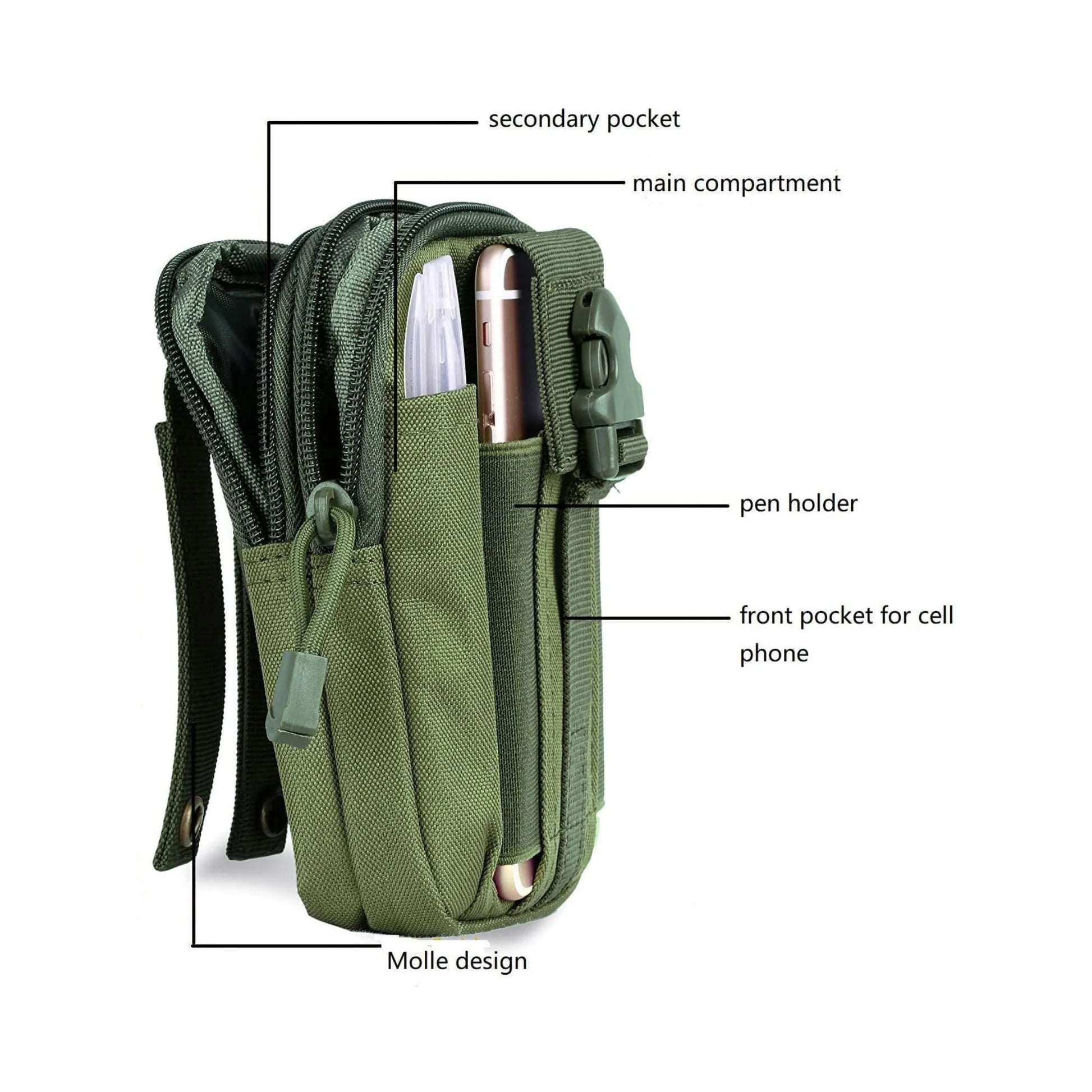 Tactical MOLLE Military Waist Pouch for Hiking, Running, and Outdoor Activities